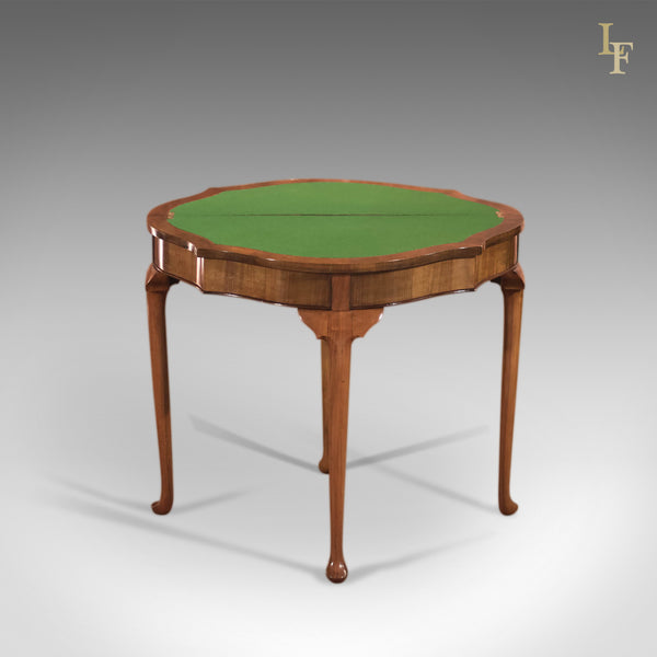 Antique Fold Over Card Table, Edwardian Walnut - London Fine Antiques