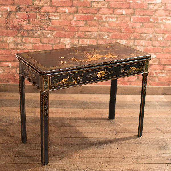 Antique Fold Over Card Table, Chinoiserie c1890 - London Fine Antiques