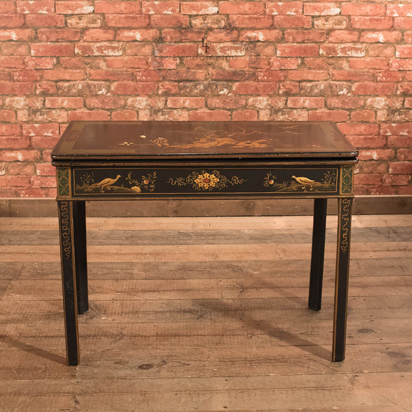 Antique Fold Over Card Table, Chinoiserie c1890 - London Fine Antiques