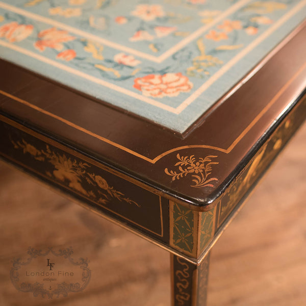 Antique Fold Over Card Table, Chinoiserie c1890 - London Fine Antiques