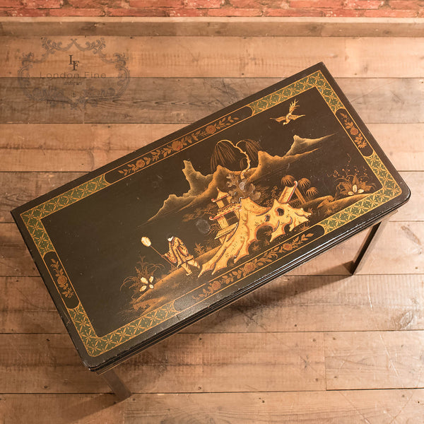 Antique Fold Over Card Table, Chinoiserie c1890 - London Fine Antiques