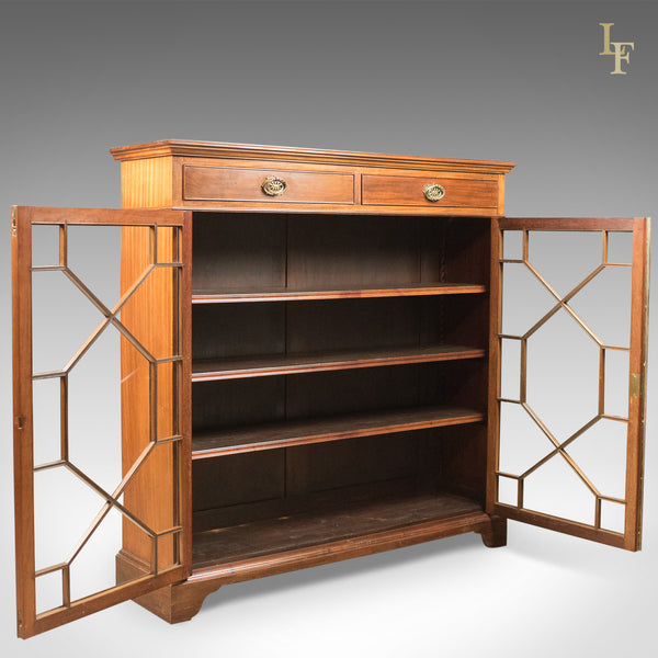 Antique Glazed Bookcase, Edwardian Display Cabinet, c.1910 - London Fine Antiques