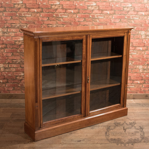 Antique Glazed Bookcase, Victorian Walnut c.1870 - London Fine Antiques