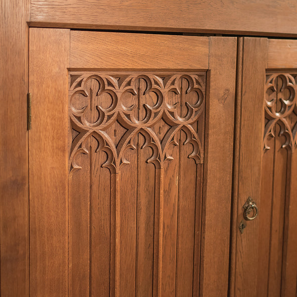 Antique Hall Cupboard, Victorian Oak c.1880 - London Fine Antiques