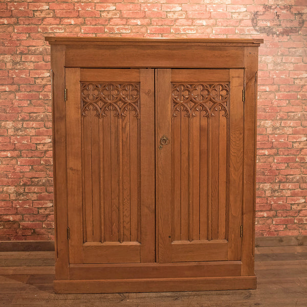 Antique Hall Cupboard, Victorian Oak c.1880 - London Fine Antiques