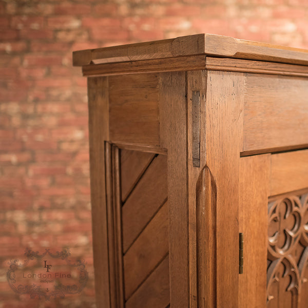 Antique Hall Cupboard, Victorian Oak c.1880 - London Fine Antiques