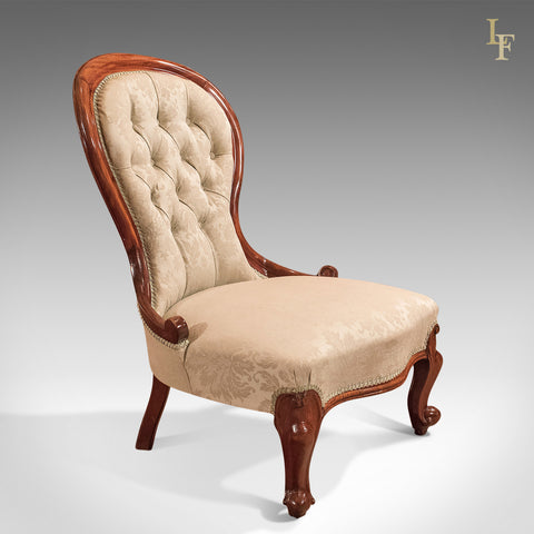 Antique Salon Chair, Victorian Button Back c.1840 - London Fine Antiques