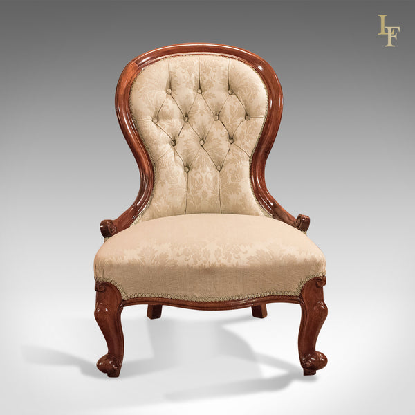 Antique Salon Chair, Victorian Button Back c.1840 - London Fine Antiques