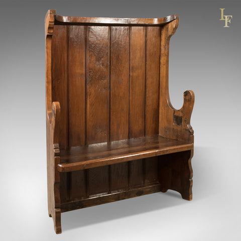 Antique Settle, Victorian Tavern Bench, c.1850 - London Fine Antiques