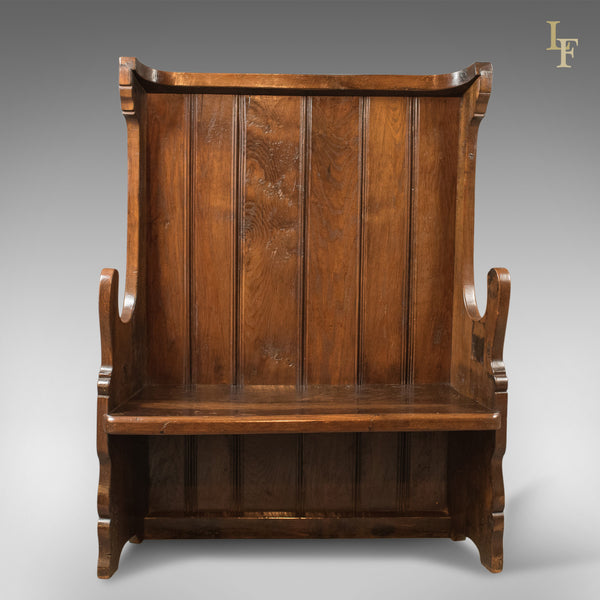 Antique Settle, Victorian Tavern Bench, c.1850 - London Fine Antiques