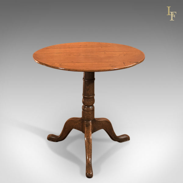 Antique Side Table, Circular, Georgian, Oak, Occasional, Tripod, English - London Fine Antiques