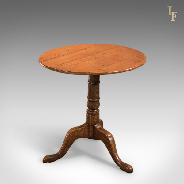 Antique Side Table, Circular, Georgian, Oak, Occasional, Tripod, English - London Fine Antiques
