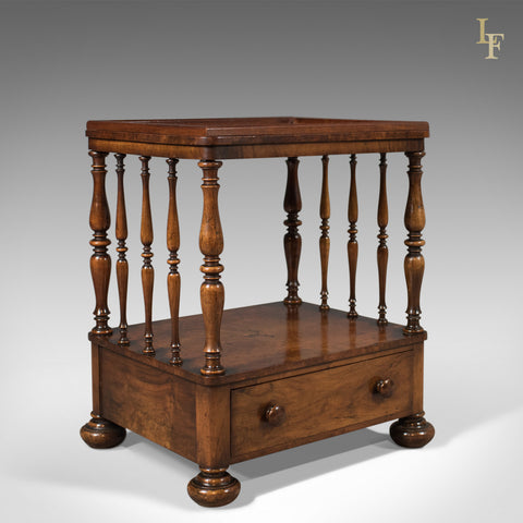 Antique Side Table, Victorian Whatnot, Burr Walnut, English c.1870 - London Fine Antiques