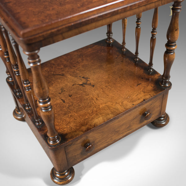 Antique Side Table, Victorian Whatnot, Burr Walnut, English c.1870 - London Fine Antiques