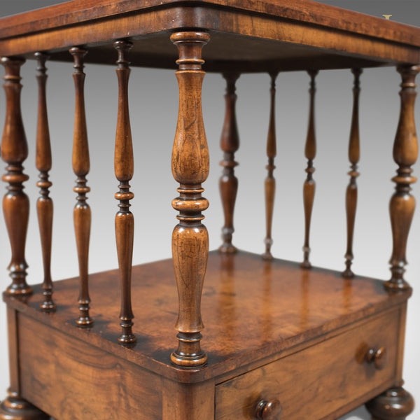 Antique Side Table, Victorian Whatnot, Burr Walnut, English c.1870 - London Fine Antiques