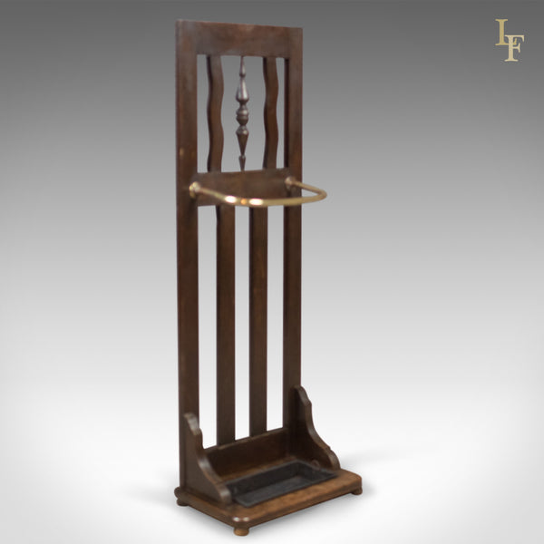 Antique Stick Stand, Edwardian Oak Hall Valet c.1910 - London Fine Antiques