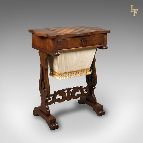Antique Work Table, Victorian, Sewing, Chess, English c.1860 - London Fine Antiques