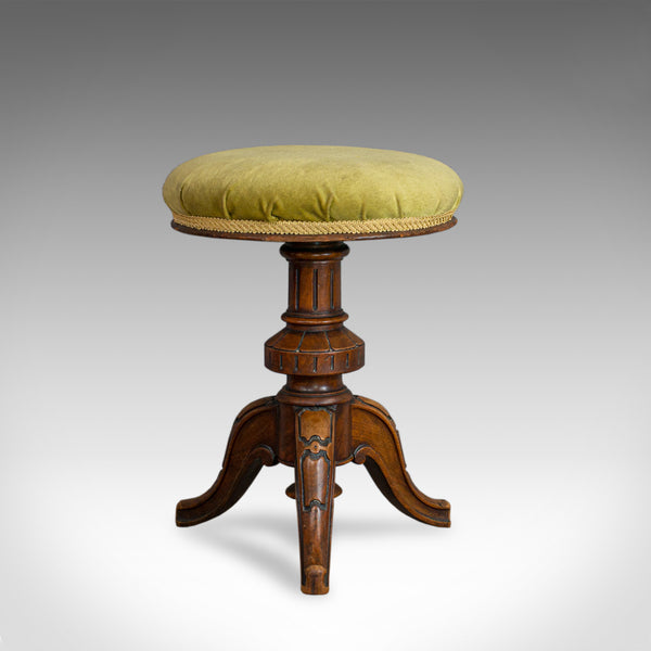 Antique Adjustable Piano Stool, English, Victorian, Walnut, Music, Seat c.1870 - London Fine Antiques