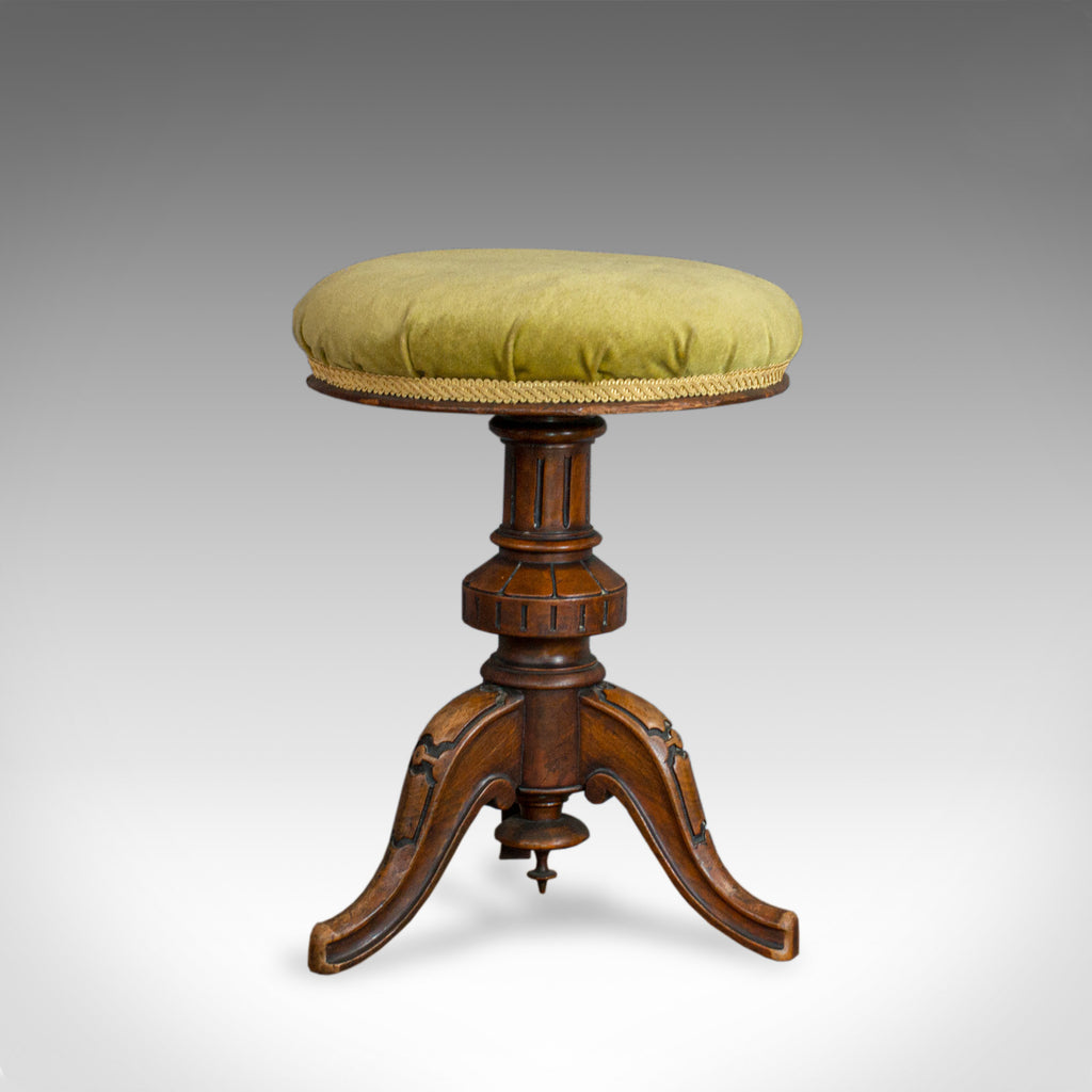 Antique Adjustable Piano Stool, English, Victorian, Walnut, Music, Seat c.1870 - London Fine Antiques