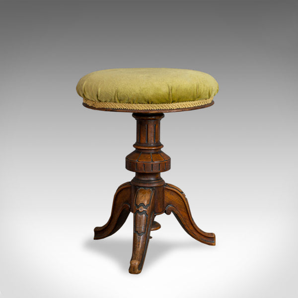 Antique Adjustable Piano Stool, English, Victorian, Walnut, Music, Seat c.1870 - London Fine Antiques