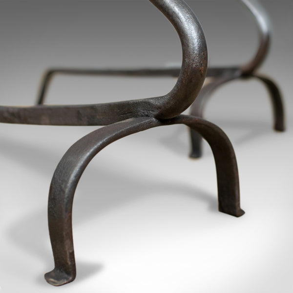 Antique Andirons, French, Wrought Iron, Firedogs, Forged, 20th Century, c.1900 - London Fine Antiques