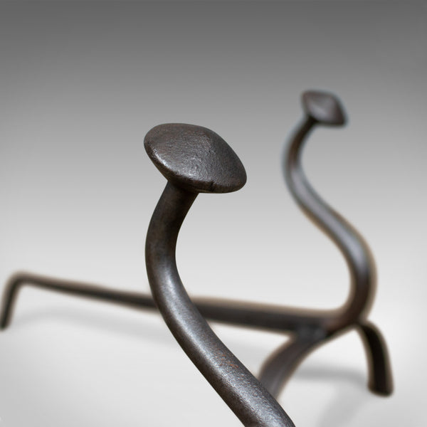 Antique Andirons, French, Wrought Iron, Firedogs, Forged, 20th Century, c.1900 - London Fine Antiques