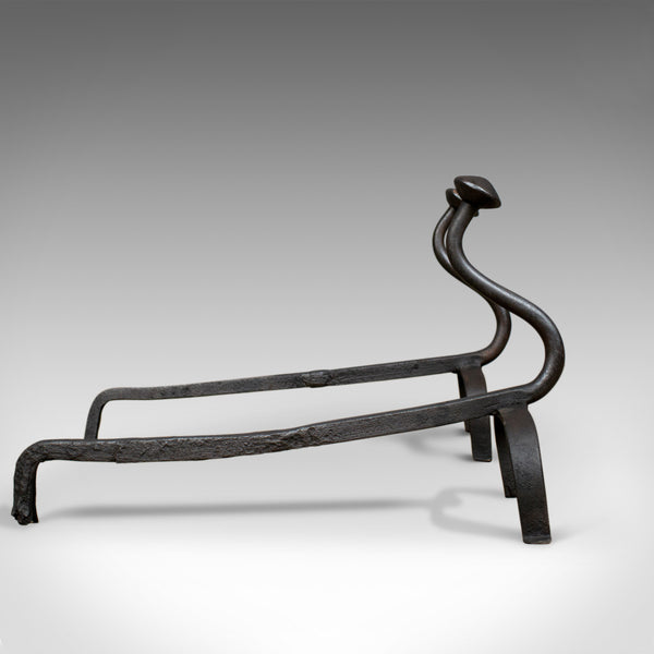Antique Andirons, French, Wrought Iron, Firedogs, Forged, 20th Century, c.1900 - London Fine Antiques