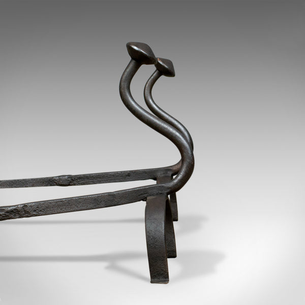 Antique Andirons, French, Wrought Iron, Firedogs, Forged, 20th Century, c.1900 - London Fine Antiques