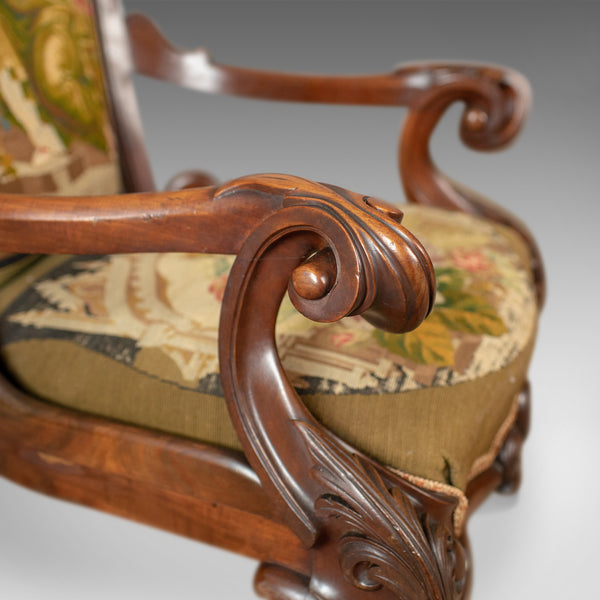 Antique Armchair, 19th Century, Victorian, Chair, Walnut, Needlepoint Circa 1850 - London Fine Antiques