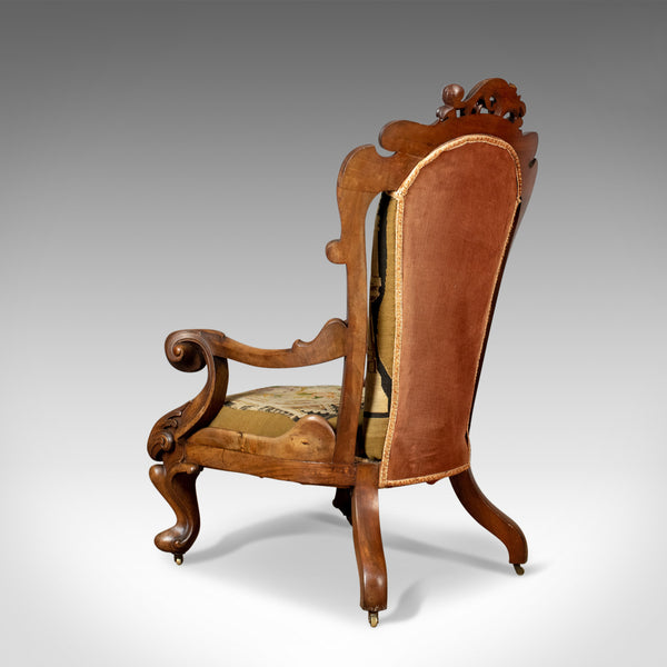 Antique Armchair, 19th Century, Victorian, Chair, Walnut, Needlepoint Circa 1850 - London Fine Antiques