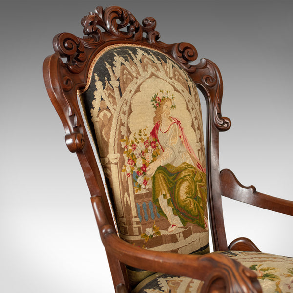 Antique Armchair, 19th Century, Victorian, Chair, Walnut, Needlepoint Circa 1850 - London Fine Antiques