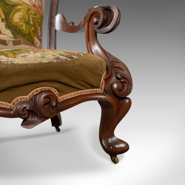 Antique Armchair, 19th Century, Victorian, Chair, Walnut, Needlepoint Circa 1850 - London Fine Antiques