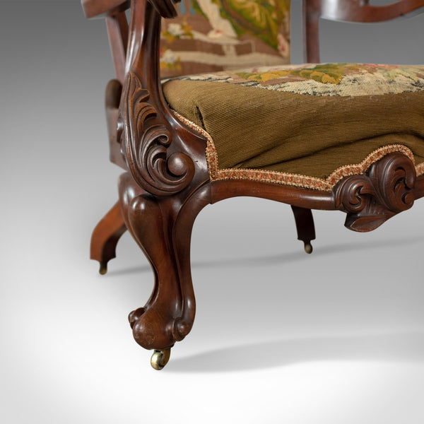 Antique Armchair, 19th Century, Victorian, Chair, Walnut, Needlepoint Circa 1850 - London Fine Antiques