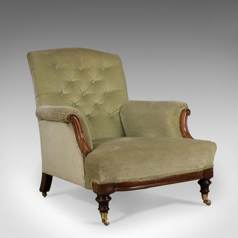 Antique Armchair, English, Victorian, Button Back, Club Chair, Circa 1890 - London Fine Antiques