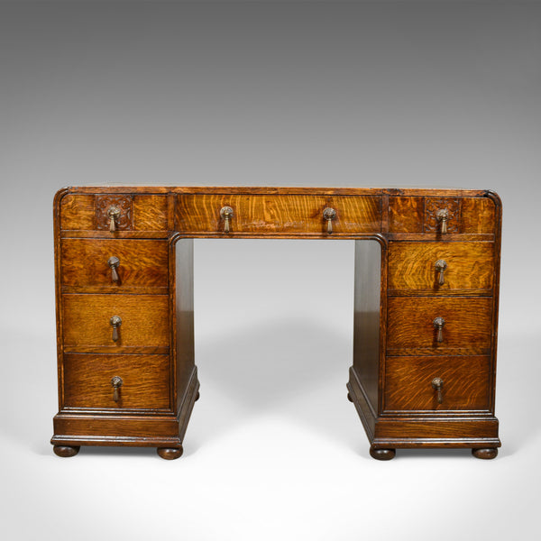 Antique Art Deco Desk, English Oak, Early 20th Century Circa 1930 - London Fine Antiques