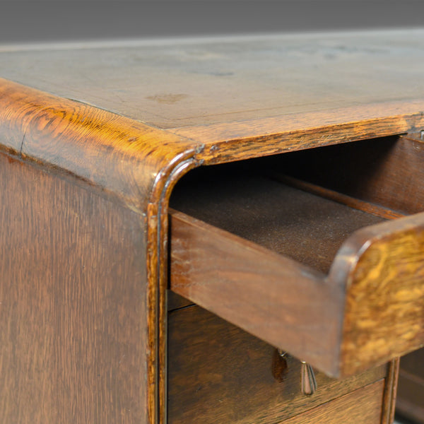 Antique Art Deco Desk, English Oak, Early 20th Century Circa 1930 - London Fine Antiques