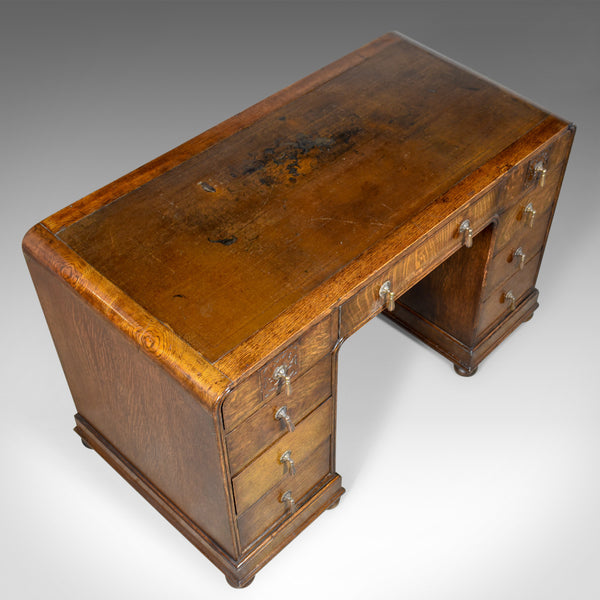 Antique Art Deco Desk, English Oak, Early 20th Century Circa 1930 - London Fine Antiques