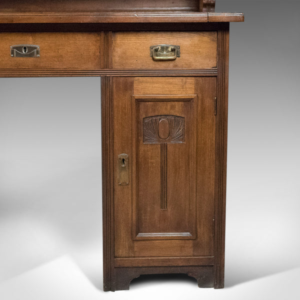 Antique Art Nouveau Desk, English, Victorian, Walnut Cabinet Liberty-esque c1900 - London Fine Antiques