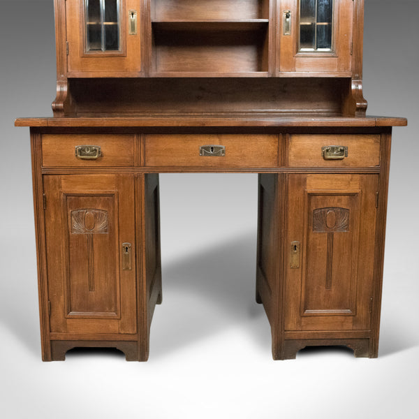 Antique Art Nouveau Desk, English, Victorian, Walnut Cabinet Liberty-esque c1900 - London Fine Antiques
