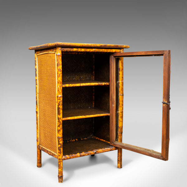 Antique Bamboo Cabinet, Victorian, Oriental, Bedside, Rattan, Glazed, Circa 1900 - London Fine Antiques