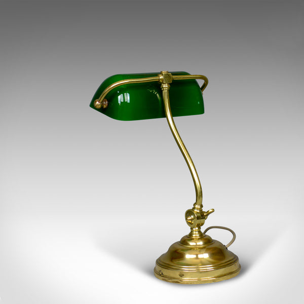 Antique Barristers Desk Lamp, Heavy, English, Brass, Glass, Edwardian Circa 1910 - London Fine Antiques