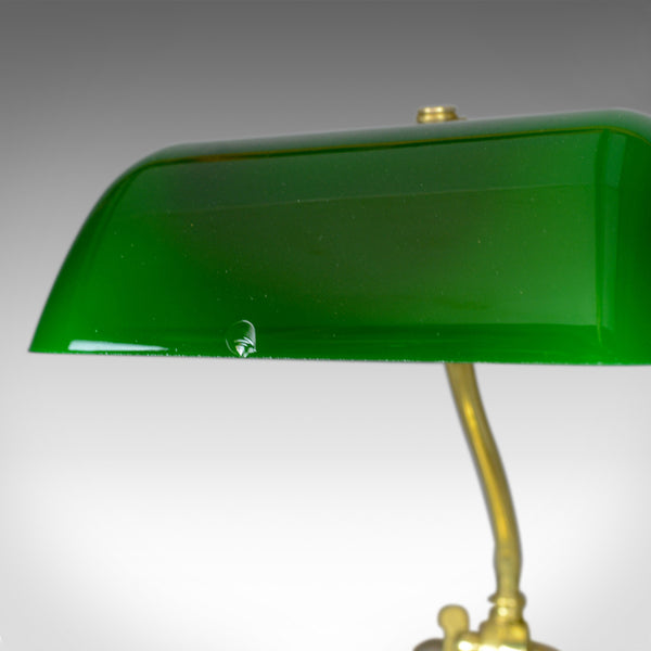 Antique Barristers Desk Lamp, Heavy, English, Brass, Glass, Edwardian Circa 1910 - London Fine Antiques