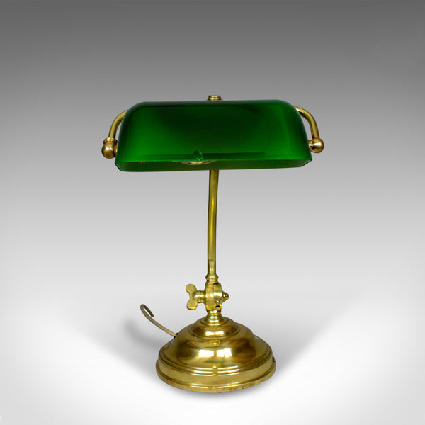 Antique Barristers Desk Lamp, Heavy, English, Brass, Glass, Edwardian Circa 1910 - London Fine Antiques