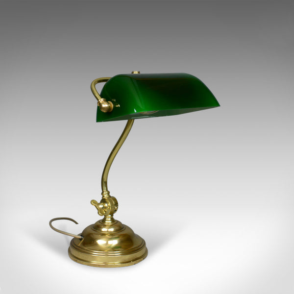 Antique Barristers Desk Lamp, Heavy, English, Brass, Glass, Edwardian Circa 1910 - London Fine Antiques
