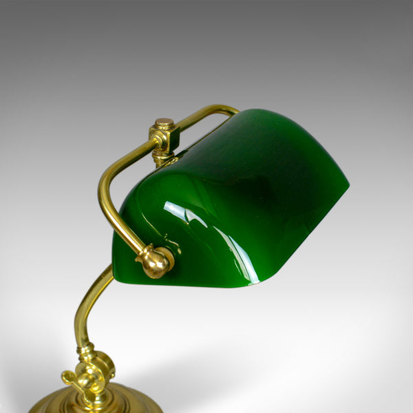 Antique Barristers Desk Lamp, Heavy, English, Brass, Glass, Edwardian Circa 1910 - London Fine Antiques