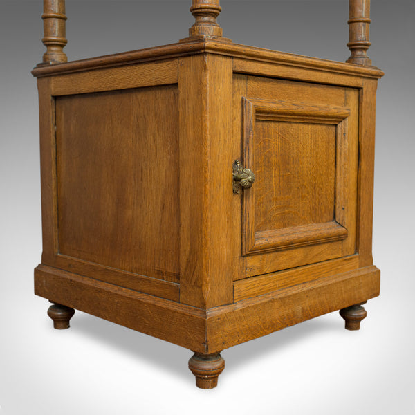 Antique Bedside Cabinet, French, Oak, Marble, Lamp, Nightstand, Circa 1930 - London Fine Antiques