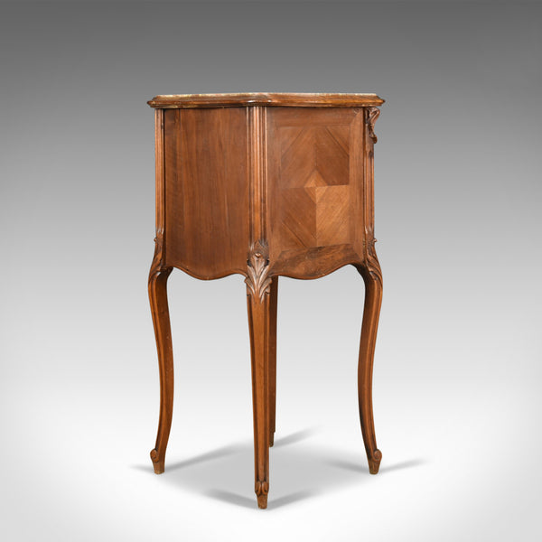 Antique Bedside Cabinet, French Walnut Marble Top Pot Cupboard Circa 1890 - London Fine Antiques