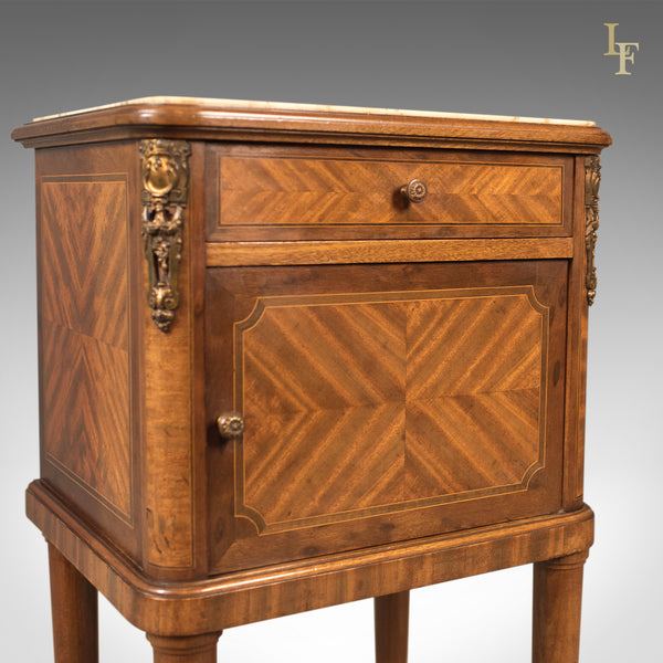 Antique Bedside Cabinet, French Marble Topped Nightstand - London Fine Antiques
