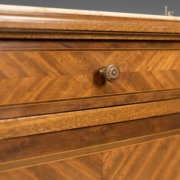Antique Bedside Cabinet, French Marble Topped Nightstand - London Fine Antiques