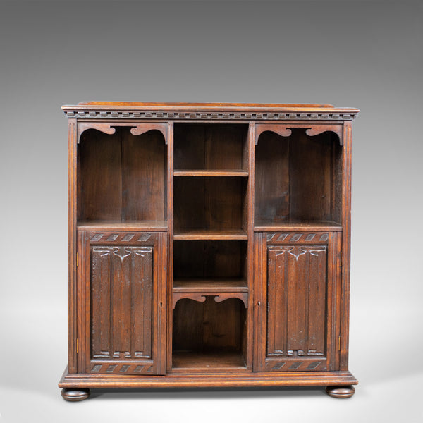 Antique Bookcase Cabinet, Oak, Gothic Overtones, Robertson and Coleman, c.1880 - London Fine Antiques